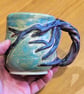 Pottery tree mug finished in green and brown bark colour glazes - Image 4