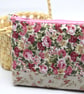 Feminine chintz storage pouch or bag, carefully crafted from quality fabrics.