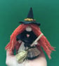 Witch Fairy Doll Decoration - Folded Book Art - Orange - Witch Core Decor