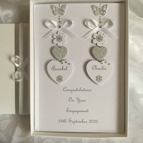 Engagement Card Gift Boxed Personalised Handmade Wedding Any Anniversary 