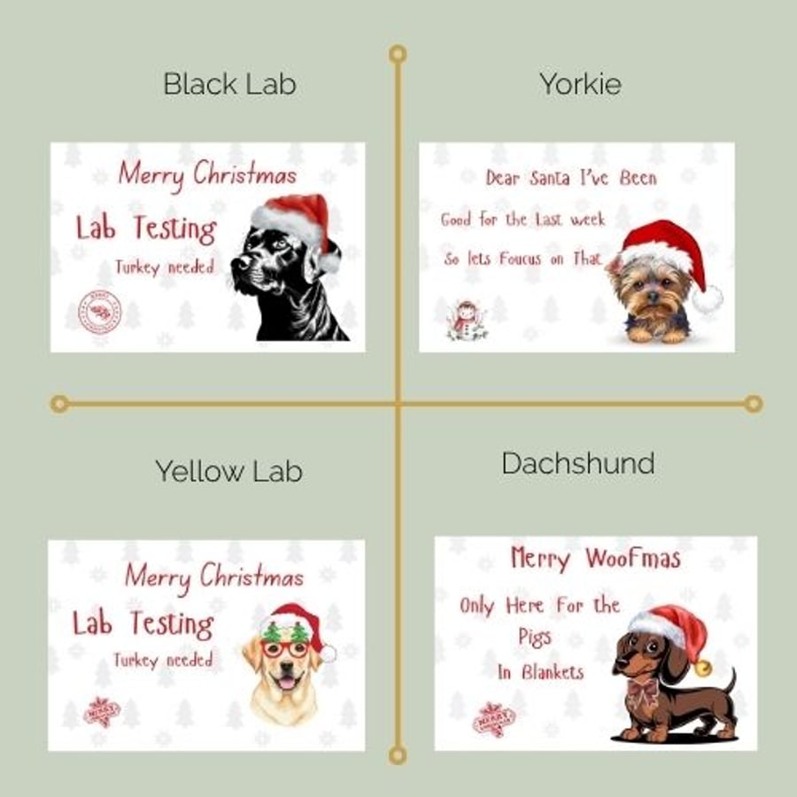 Dog Christmas Cards pack of 4 breeds