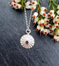 Daisy Pendant with Amethyst Cubic Zirconia - Recycled Silver Flower Necklace - Image 2