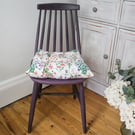 Wooden Chair Hand-Painted with Distressed Finish & Floral Cushion