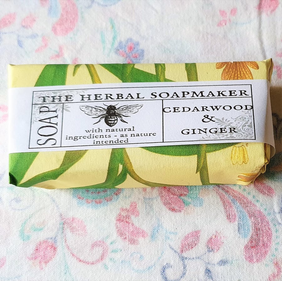 Cedarwood & Ginger Soap, natural, sustainable, bar soap, UK Handmade Vegan 