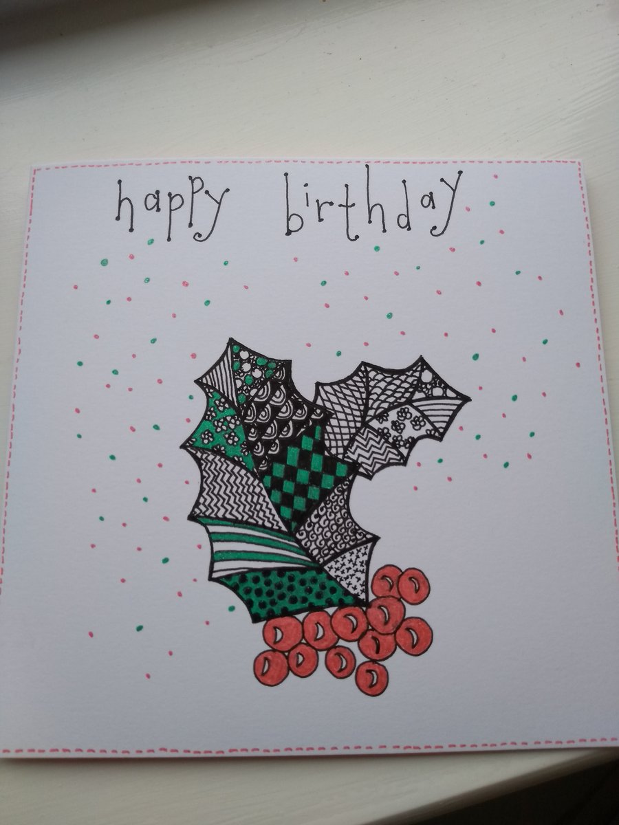 Holly winter birthday card