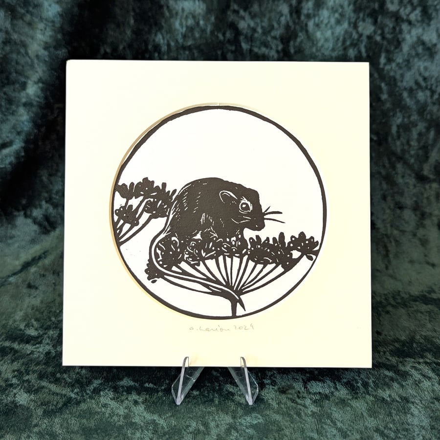 Mouse Original Linocut Print