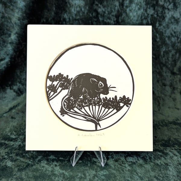 Mouse Linocut Print