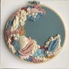 Oceanic ll a 6 inch hand embroidered art piece