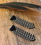 Long silver and black beadwork fringe earrings - Image 1