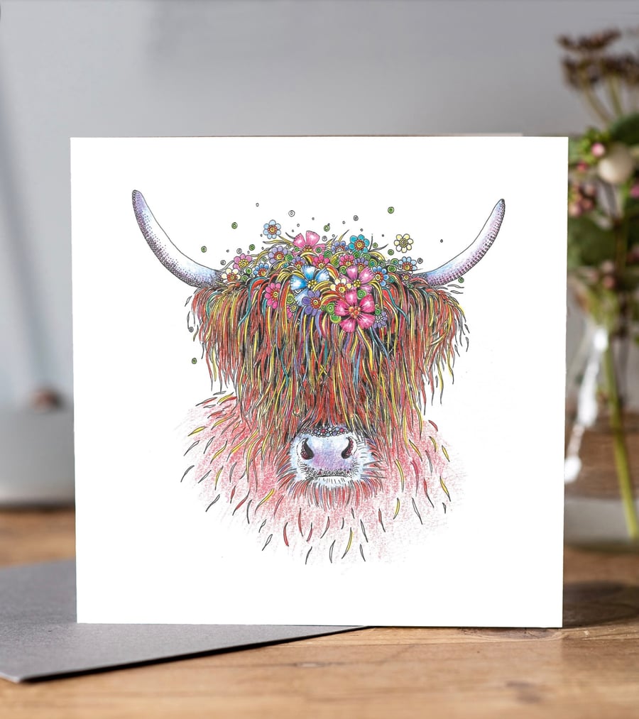 Flora the Highland Cow Greeting card 