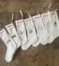 Hand embroidered Christmas Stocking, Personalised, Linen - Image 3