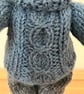 Small Hand Knitted Bunny in Cable Jumper - Image 3