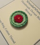 Red Rose Dorset Button Brooch or Pin, 3.5cm, Red Flower, Made with Cotton  - Image 3