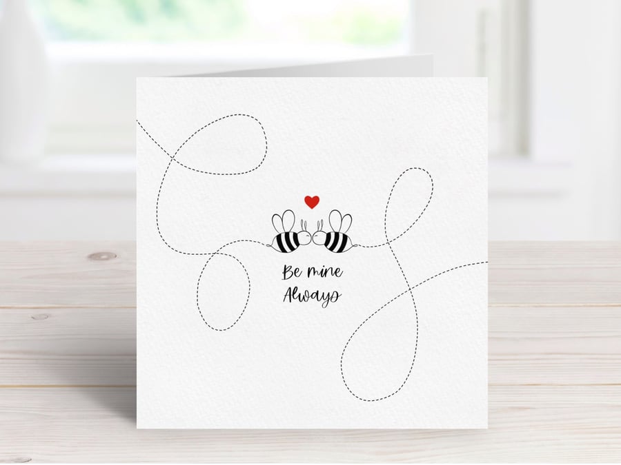 Bumblebee Love Greeting Card, Bee Mine Always, Valentine's Day, Bumblebee Gifts.