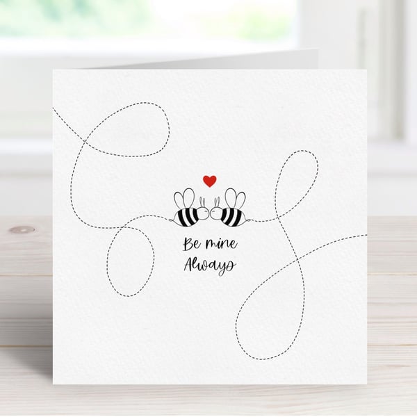 Bumblebee Love Greeting Card, Bee Mine Always, Valentine's Day, Bumblebee Gifts.