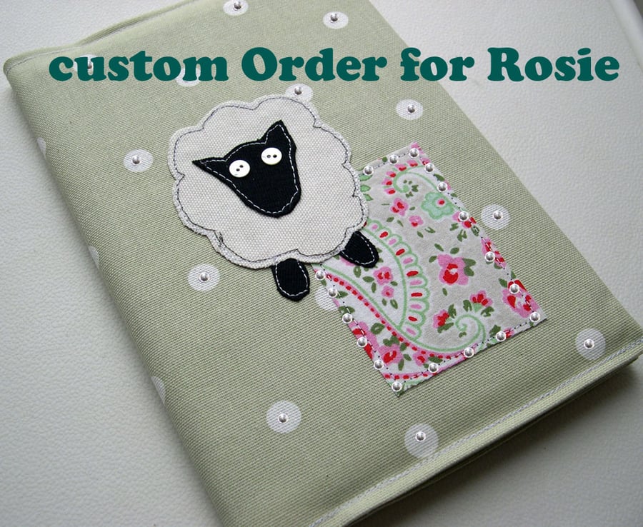 A5 CUSTOM ORDER FOR ROSIETextile Yorkshire Sheep with bling 