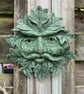 Green man plaque, woollen sculpture, needle felted wall art