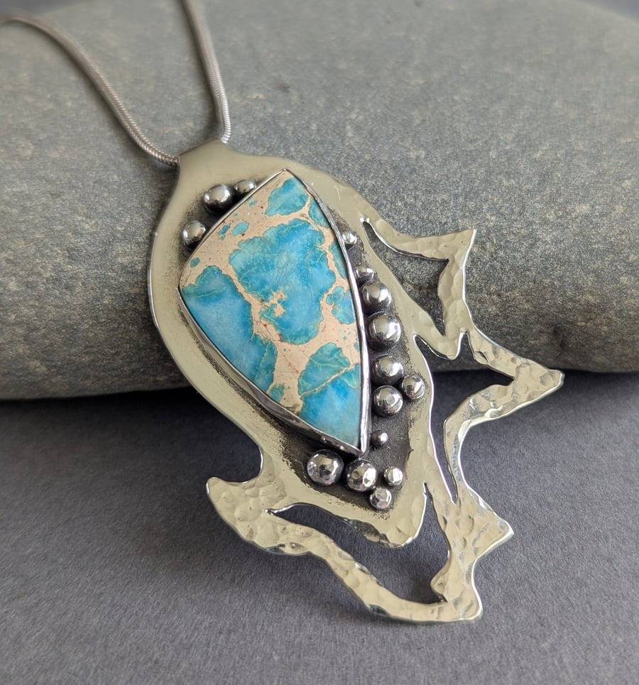Silver and Sea Sediment Jasper Pendant