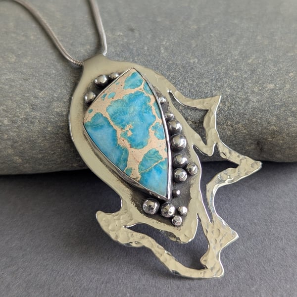Silver and Sea Sediment Jasper Pendant
