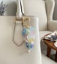 Pretty floral handbag heart charm keyring, holiday accessories  - Image 2