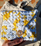 Yellow cotton lined pouch, Small crochet hand stitched pouch, Christmas gift - Image 6