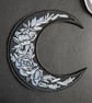 Floral Crescent Moon Embroidered Iron-On Patch - 8x7.5cm