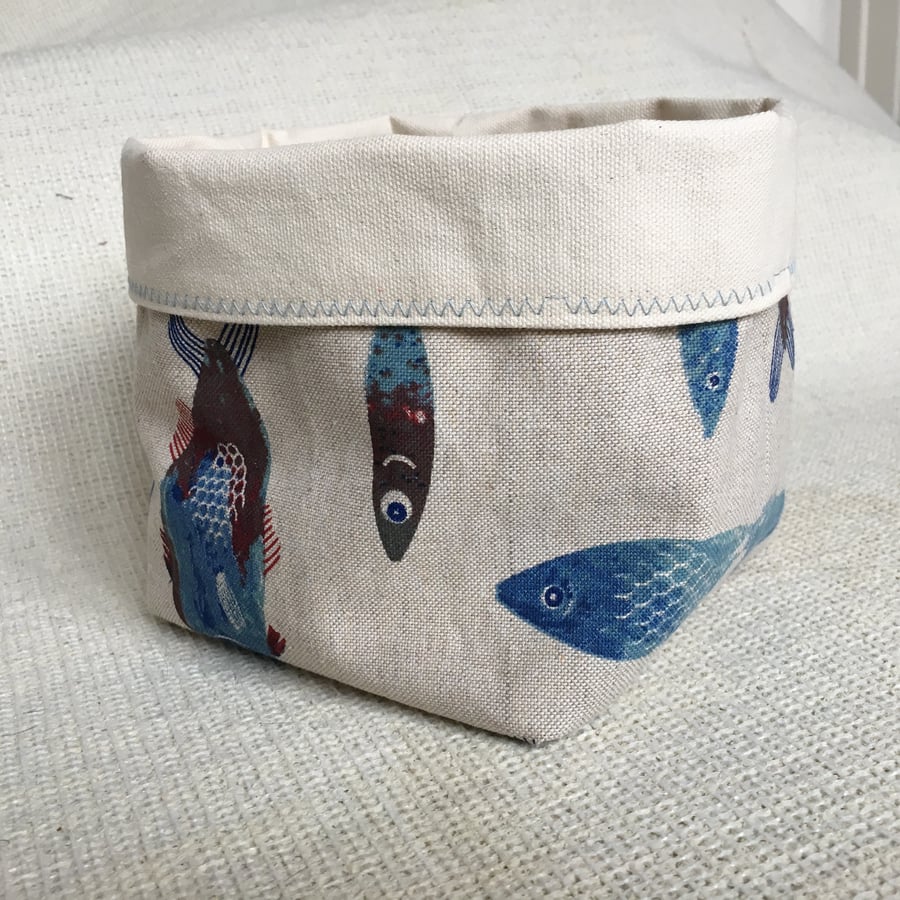 Fabric Storage Bin with fish pattern