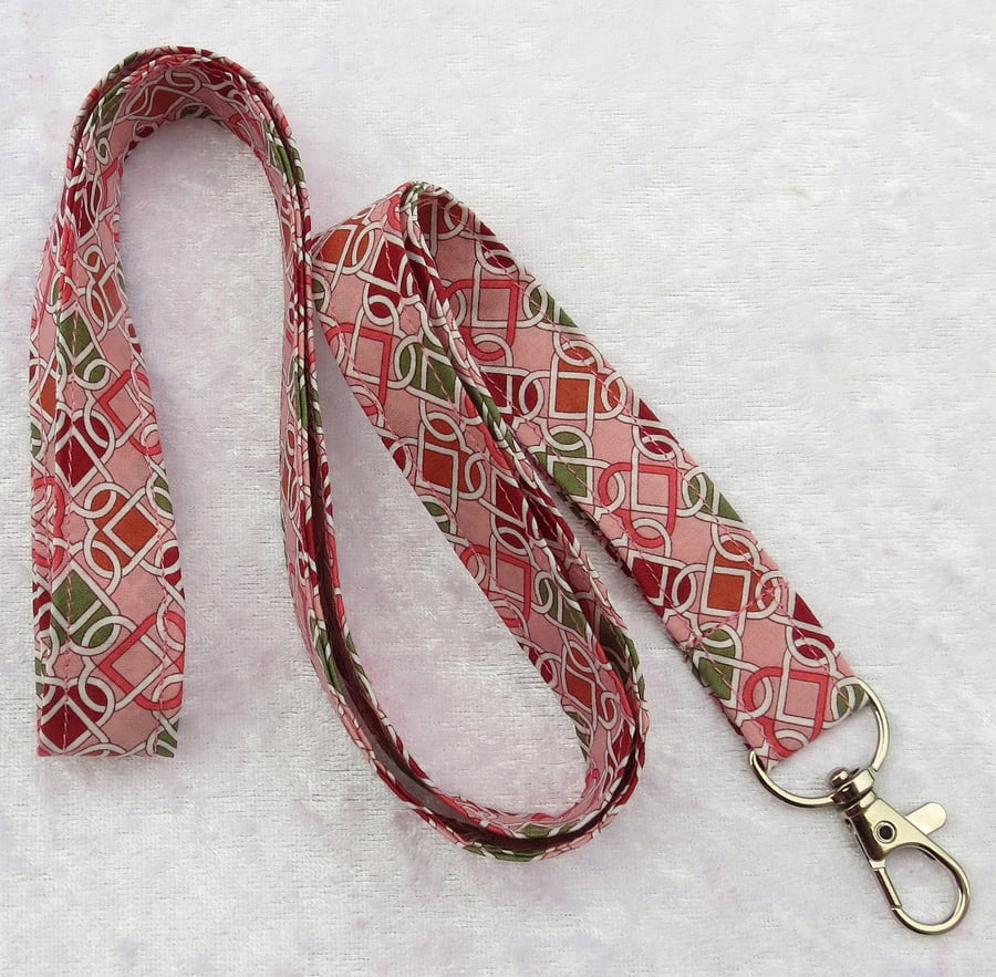 Liberty Tana Lawn lanyard, with swivel lobster clip, hearts