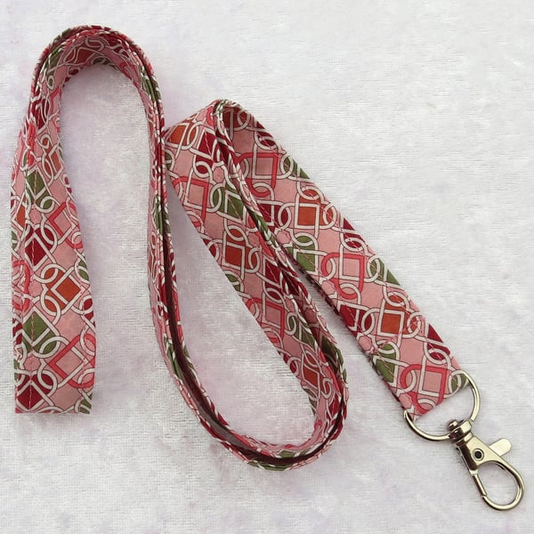 Liberty Tana Lawn lanyard, with swivel lobster clip, hearts