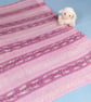 Pink Hand Knitted Baby Blanket with Fair Isle Inspired Stripes - Image 2