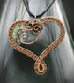 August Copper Heart Birthstone Pendant - Peridot Crystal Beads - Image 3