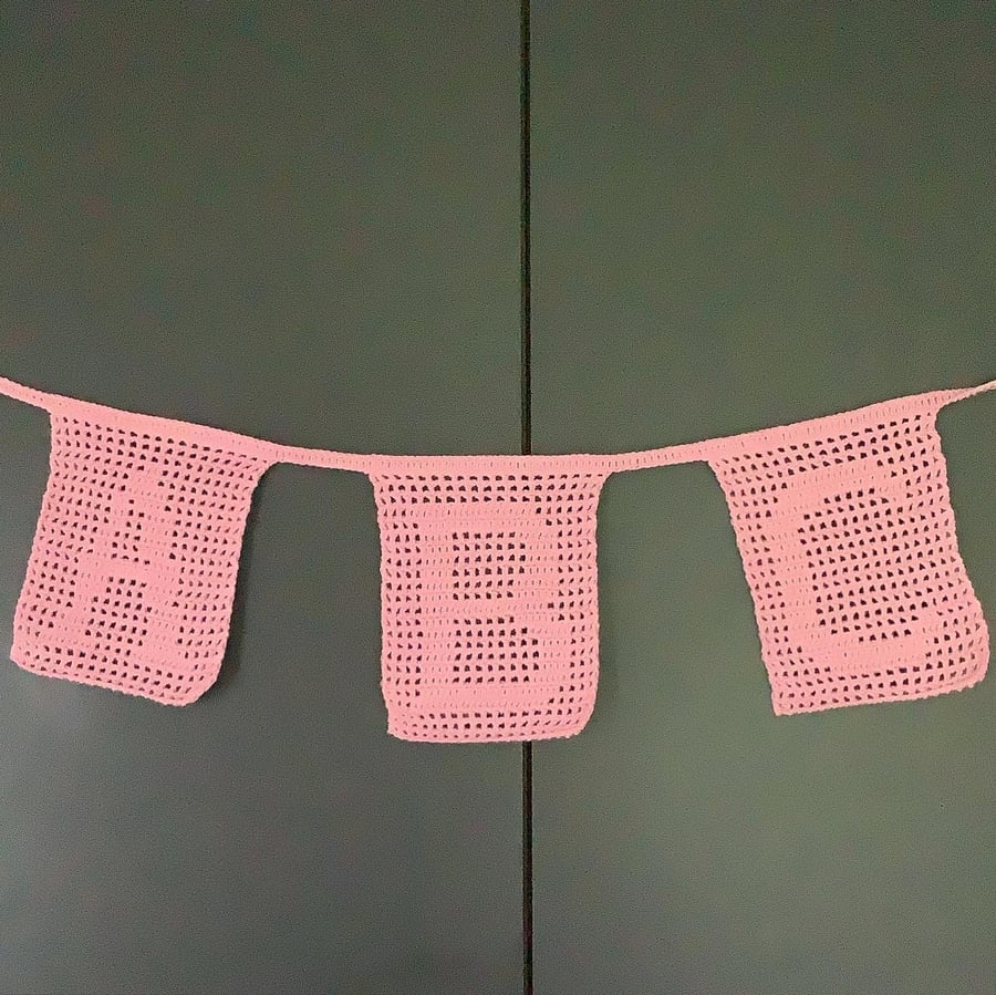Alphabet banner, crochet ABC, filet crochet wall decoration 