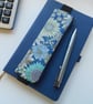 SOLD Pencil case for cover of book diary journal blue floral fabric - Image 2