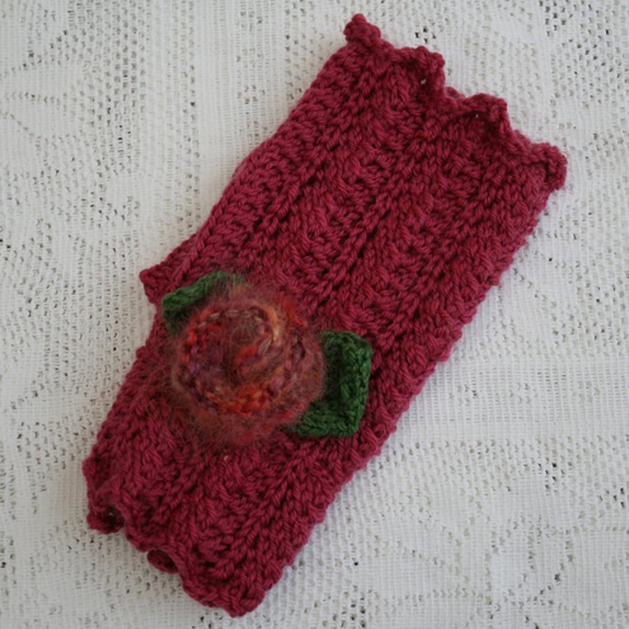 NOW 25% OFF - Pink Rose Fingerless Gloves 