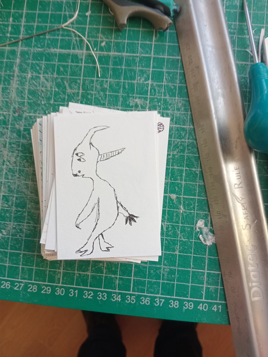 Original pen drawing aceo. Humorous devil demon cute