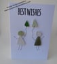 Best Wishes Sea Glass Celebration People & Green Balloons Birthday Card C330