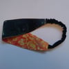 Black and Orange Batik Reversible Headband