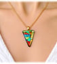 Patchwork Triangle Dichroic Fused Glass Pendant Colour choice gift handmade - Image 2