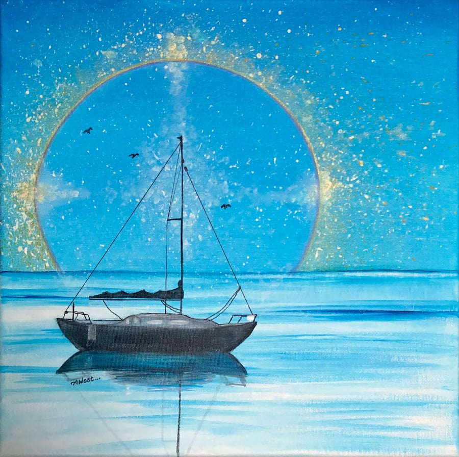 Winter Calm Boat Painting