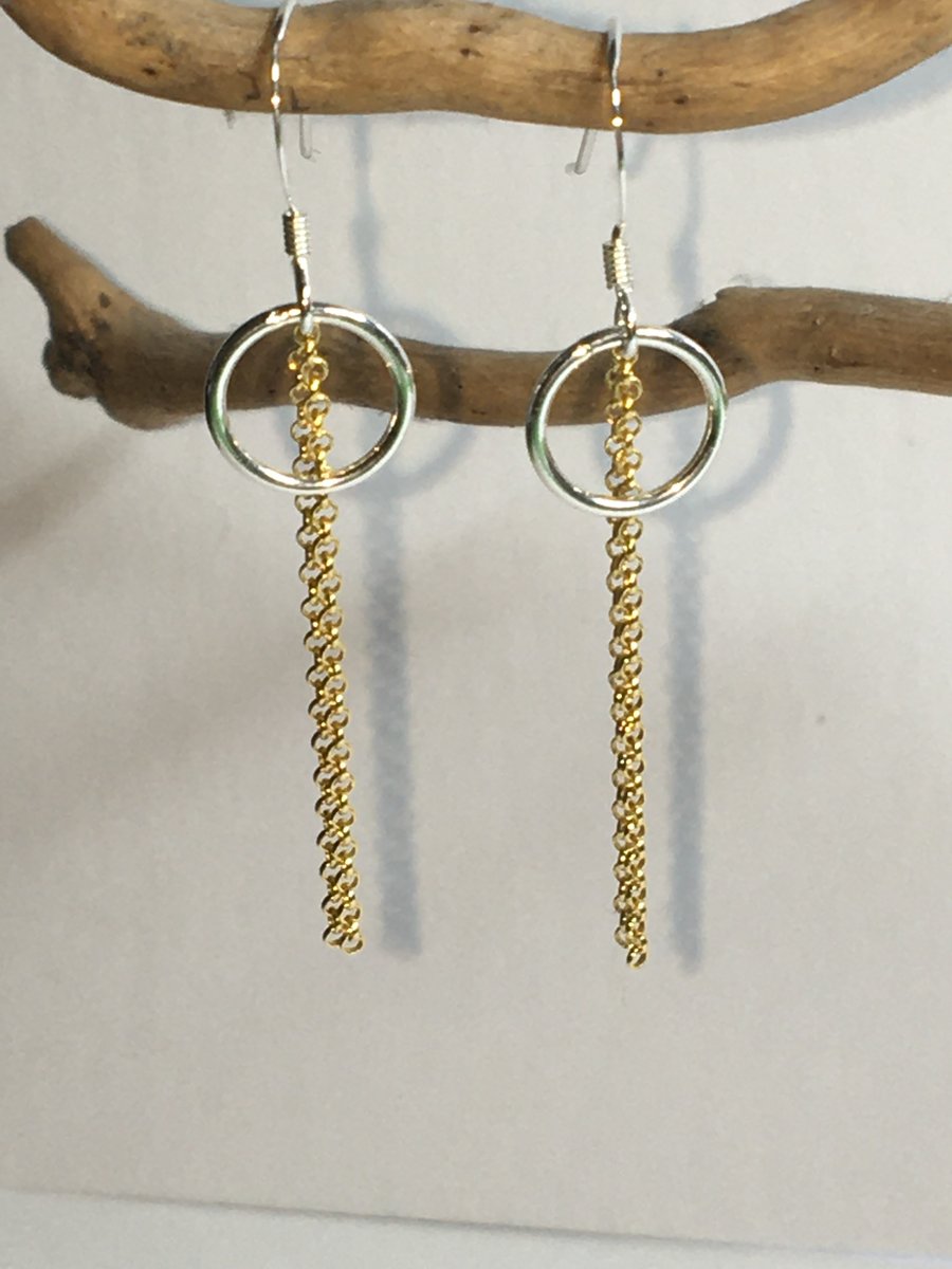 Silver and Goldfill chain earrings