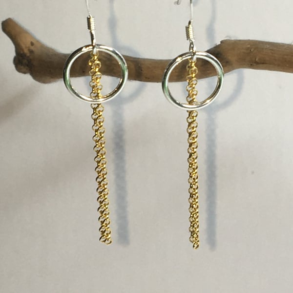 Silver and Goldfill chain earrings