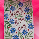 Happy Birthday Watercolour and ink card