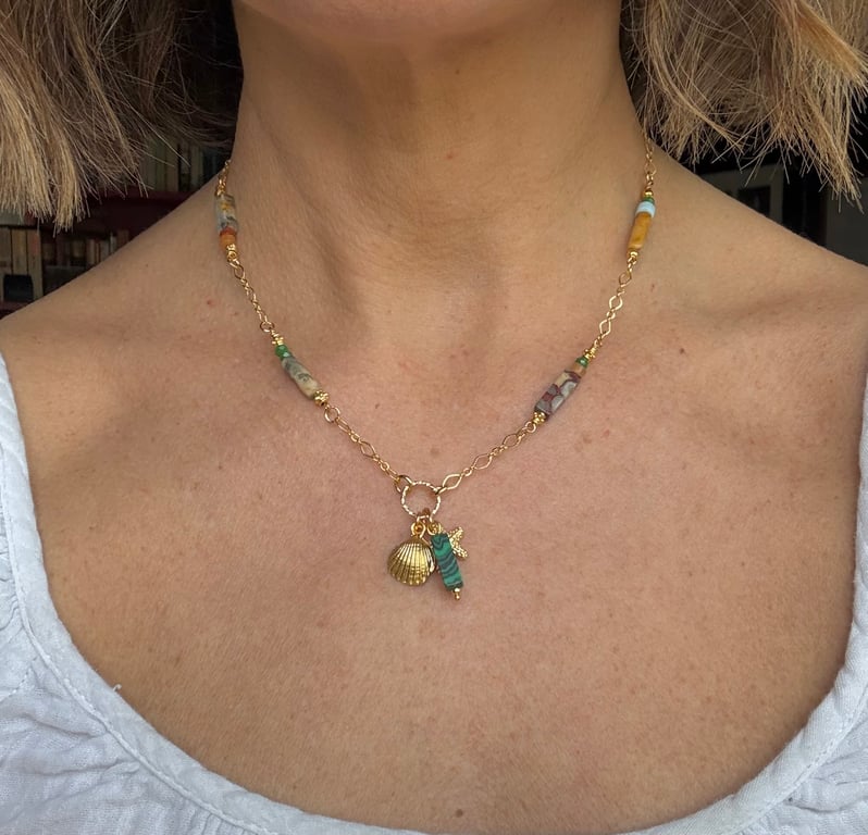 Beautiful boho charm and stone necklace