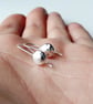 HANDMADE Recycled STERLING SILVER hook pebble earrings - Image 1