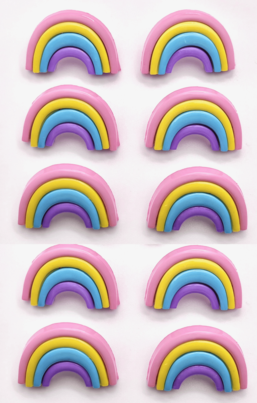 10 Rainbow Buttons, 25mm Wide, Glossy Pastel Shades, Shank, Buy One Get One Free