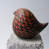 Orange raku fired round bird (1)