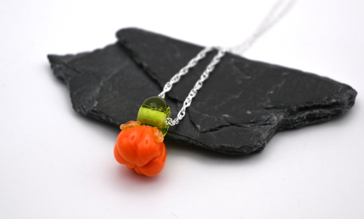 glass pumpkin necklace