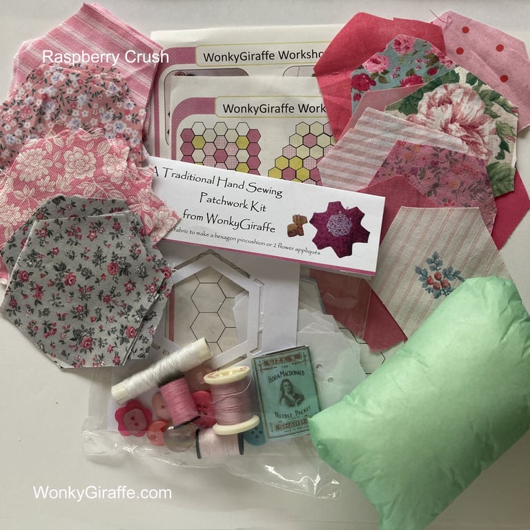 Patchwork EPP hexagon starter and pincushion kit slow sewing