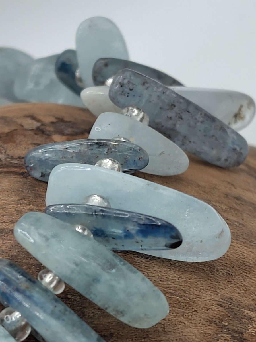Sliver 2000. Aquamarine and Kyanite Stone Bracelet by BDS