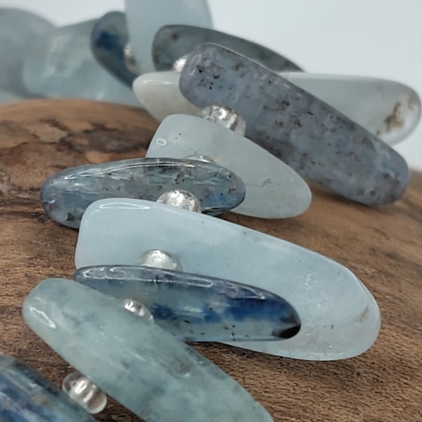 Sliver 2000. Aquamarine and Kyanite Stone Bracelet by BDS